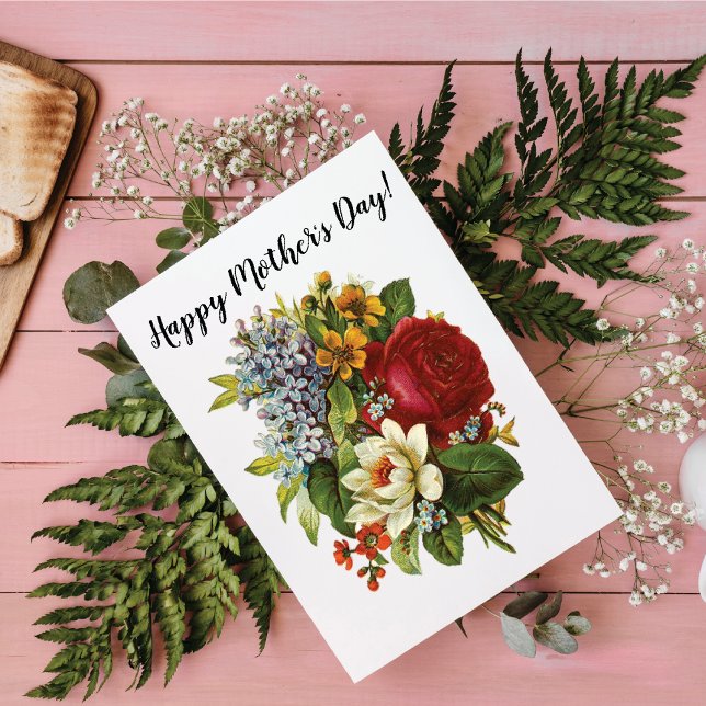 Cartão Postal Belo Buquê Romântico de Verão com Rosa vermelha (Criador carregado)