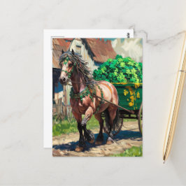 Cartão Postal Belo Cavalo Puxando uma Carga de Camarões