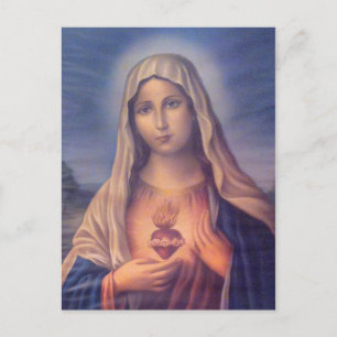 Cartão Postal Belo Coração Religioso Sagrado da Virgem Maria