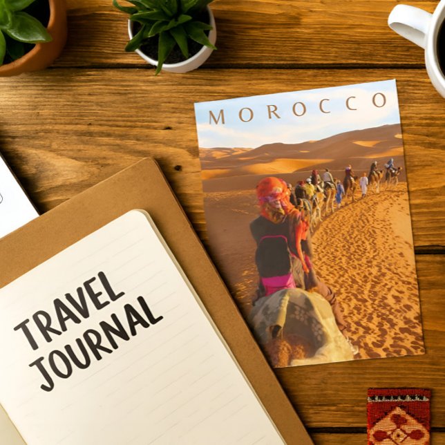 Cartão Postal Belo Deserto de Marrocos Sahara Camel Trip (Criador carregado)