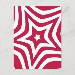 Cartão Postal Belo Design de Estrela Adorável em Vermelho e Bran