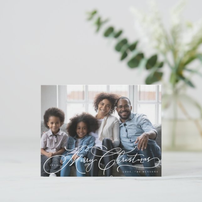 Cartão Postal Belo design de fotos do roteiro Feliz Natal (Em pé/Frente)