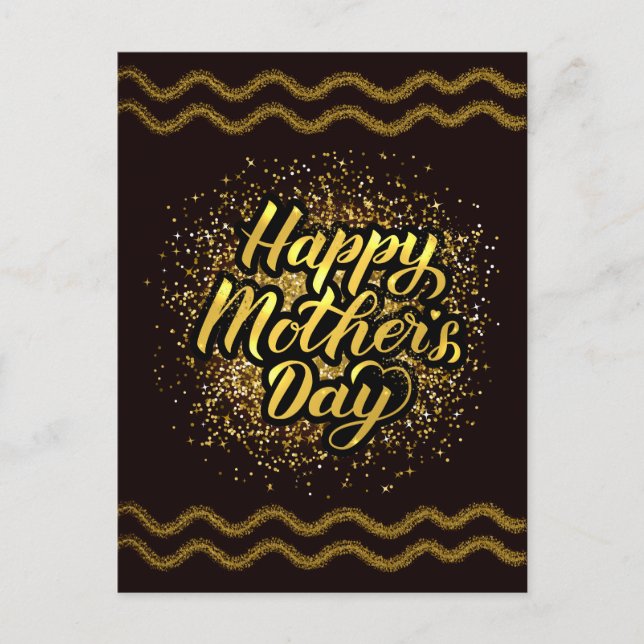 Cartão Postal Belo Dia de as mães de Ouro Feliz (Frente)