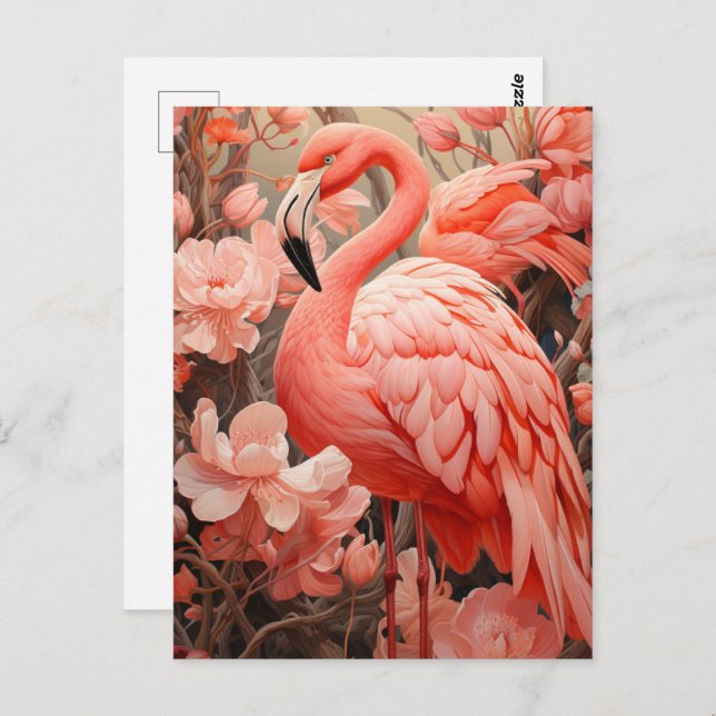 Cartão Postal Belo Flamingo Rosa (Frente/Verso)