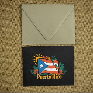 Cartão Postal Belo Floral Porto Rico Flag Trabalho de arte