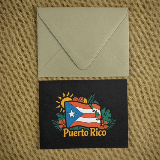 Cartão Postal Belo Floral Porto Rico Flag Trabalho de arte (Beautiful Floral Puerto Rico Flag Artwork Postcard)
