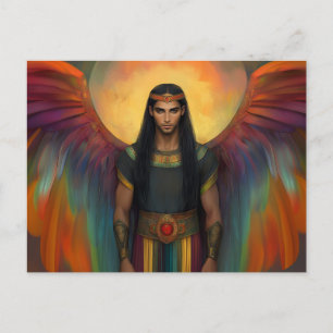 Cartão Postal Belo Guia Espiritual Celestial Asas Arco-íris