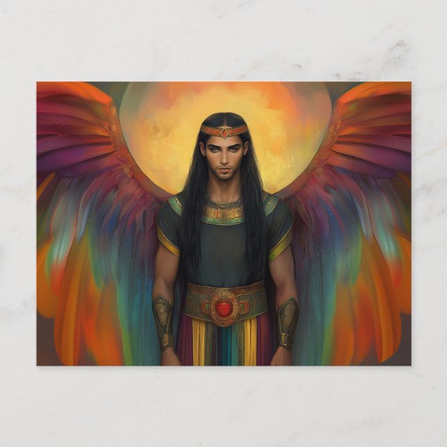 Cartão Postal Belo Guia Espiritual Celestial Asas Arco-íris (Frente)