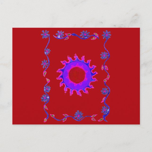 Cartão Postal Belo Incrível Motif Mehndi Maroon Art. (Frente)