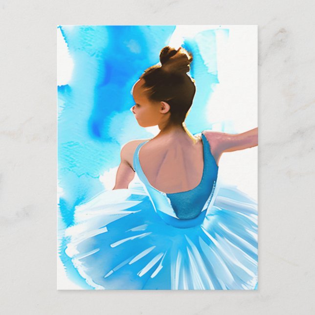 Cartão Postal Belo Jovem Ballerina em Azul (Frente)