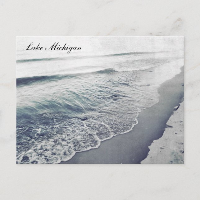 Cartão Postal Belo Lago Michigan Shoreline Beach (Frente)