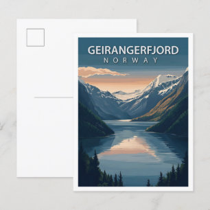 Cartão Postal Belo lugar Geirangerfjord Norway Viagem