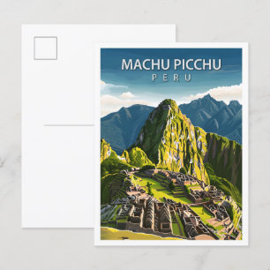 Cartão Postal Belo lugar Machu Picchu Illustração Viagem