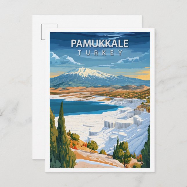 Cartão Postal Belo lugar Pamukkale Turquia Art Viagem (Frente/Verso)