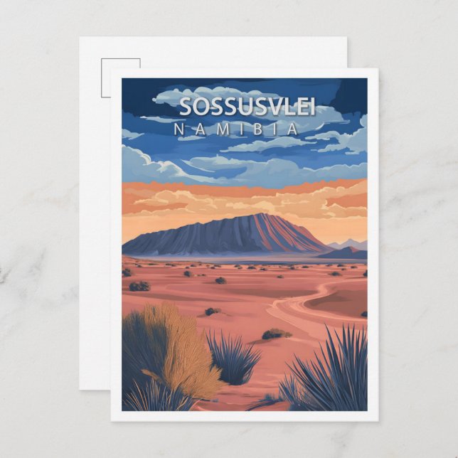 Cartão Postal Belo lugar Sossusvle Namibia Viagem (Frente/Verso)