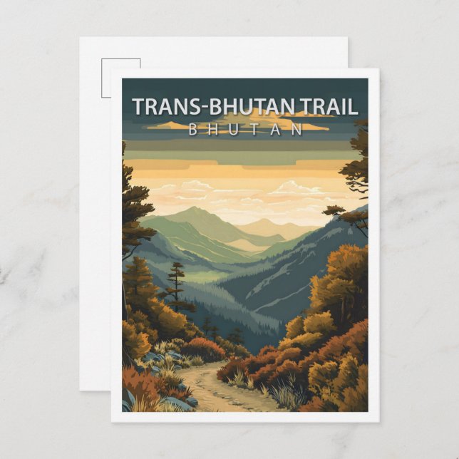 Cartão Postal Belo lugar Trans Bhutan Trail Bhutan Viagem (Frente/Verso)