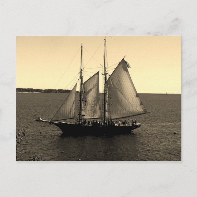 Cartão Postal Belo navio no Oceano (Frente)