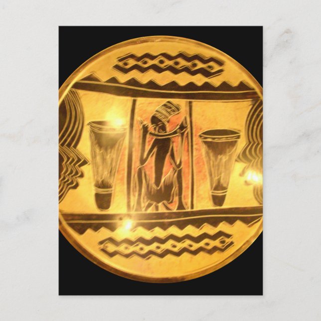 Cartão Postal Belo Ouro de Drummers Vermelhos Africanos (Frente)