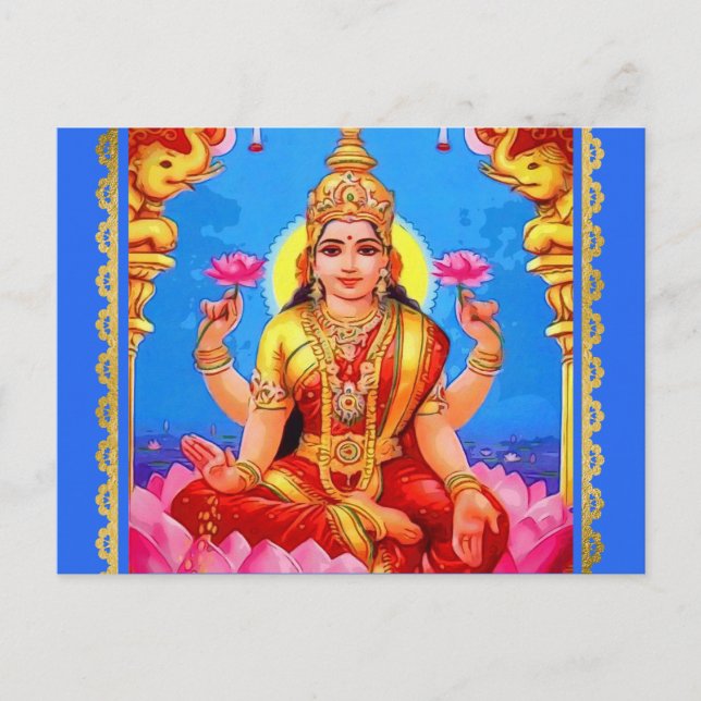 Cartão Postal Belo Ouro Lakshmi Diwali Deusa (Frente)