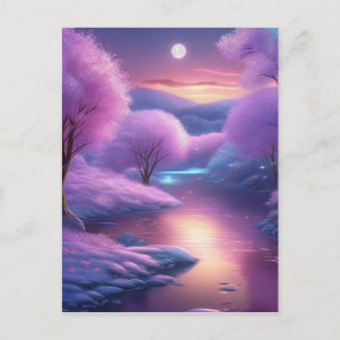 Cartão Postal Belo pano de fundo roxo numa noite de inverno