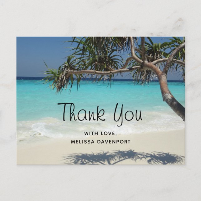 Cartão Postal Belo Paraíso Tropical Beach Ocean Obrigado (Frente)