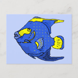 Cartão Postal Belo peixe-papagaio tropical azul