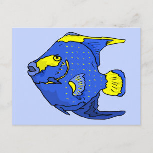 Cartão Postal Belo peixe-papagaio tropical azul