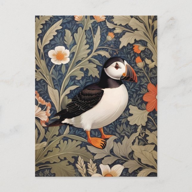 Cartão Postal Belo Puffin William Morris Inspirou (Frente)