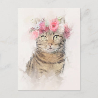 Cartão Postal Belo Retrato Da Coroa De Gato