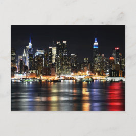 Cartão Postal Belo Rio Refletindo Luzes Noturnas de Nova York