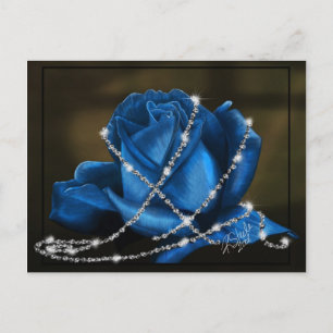 Cartão Postal Belo Rosa azul embrulhado em diamantes Cartão-post