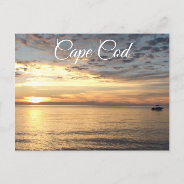 Cartão Postal Belo Sunset do Cabo Cod sobre a Baía de Buzzard (Frente)