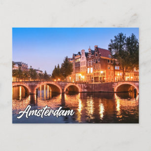 Cartão Postal Belo Sunset Sobre Amsterdã, Holanda