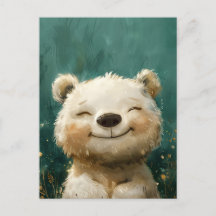 Belo Urso Branco alegre na Floresta Whimsical
