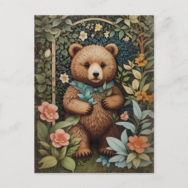Cartão Postal Belo Urso Castanho William Morris Inspirou (Frente)