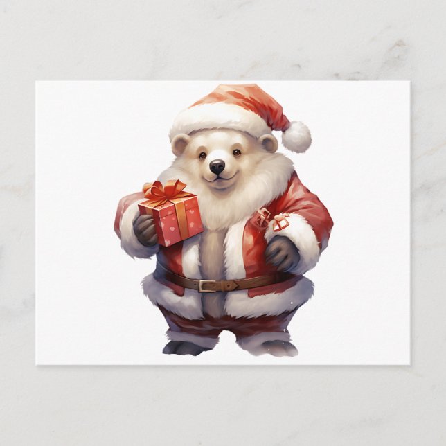 Cartão Postal Belo Urso Polar de Natal (Frente)