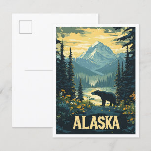 Cartão Postal Belo Viagem de Ilustração do Urso do Alasca