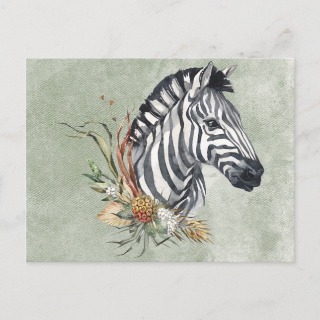Cartão Postal Belo Zebra em Aquarela (Frente)