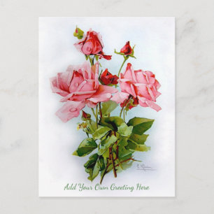 Cartão Postal Belos Flores Vintage Adicione Sua Própria Saudaç