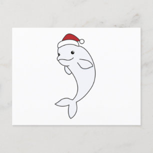 Cartão Postal Beluga Whale Merry Christmas Winter Animals Whales