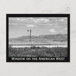 Cartão Postal Bem, moinho de vento Baixo Deserto Preto e Branco