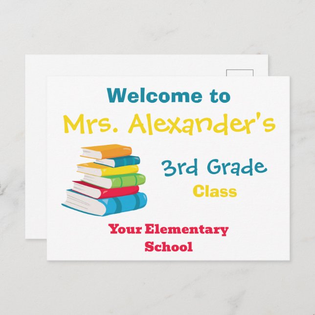 Cartão Postal Bem-vindo à aula de volta à escola (Frente/Verso)
