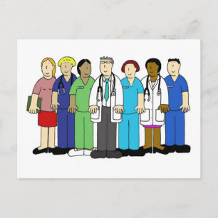 Cartão Postal Bem-vindo à Equipe Médica, Cartoon.