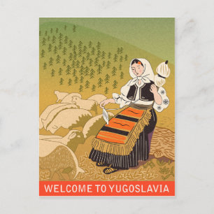 Cartão Postal Bem-vindo à Jugoslávia, vintage companhia aérea po