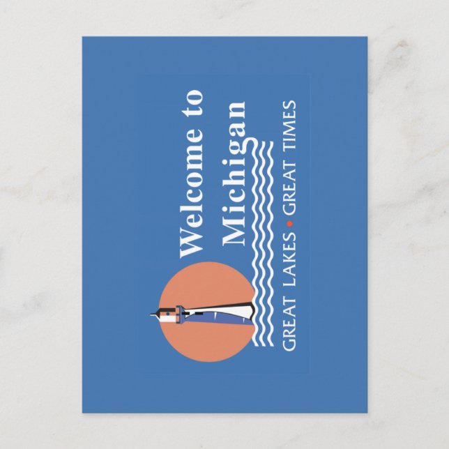 Cartão Postal Bem-vindo a Michigan - USA Road Sign (Frente)