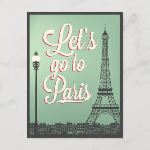 Cartão Postal Bem-vindo à Paris Vintage