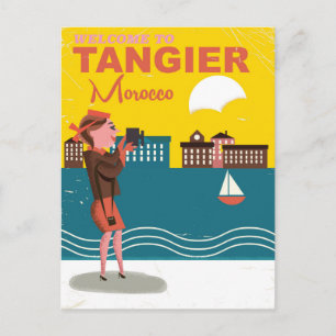 Cartão Postal Bem-vindo a Tânger Marrocos pôster de viagem vinta