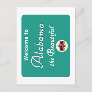 Cartão Postal Bem-vindo ao Alabama - Sinal de Estrada dos EUA