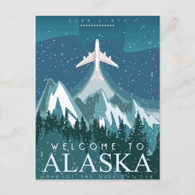 Cartão Postal Bem-vindo ao estado da américa do ALASKA (Frente)