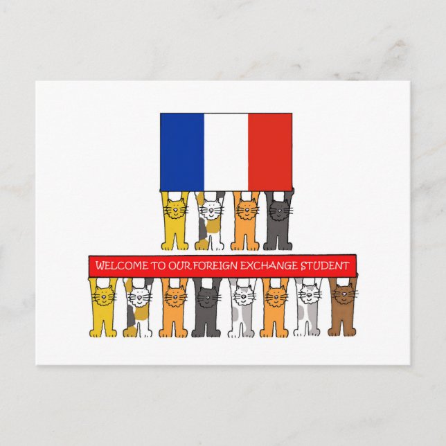 Cartão Postal Bem-vindo ao Estudante Francês de Câmbio (Frente)